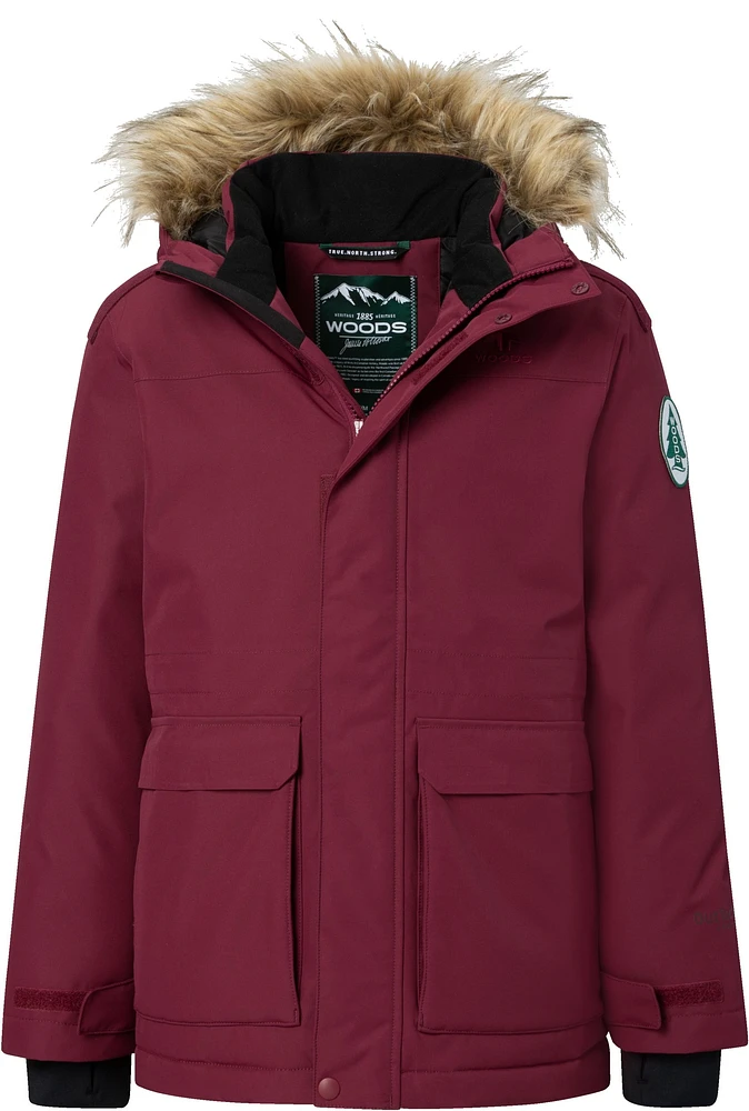 Woods Girls' Avens Winter Jacket/Parka, Kids', Down, Insulated, Waterproof, Hooded