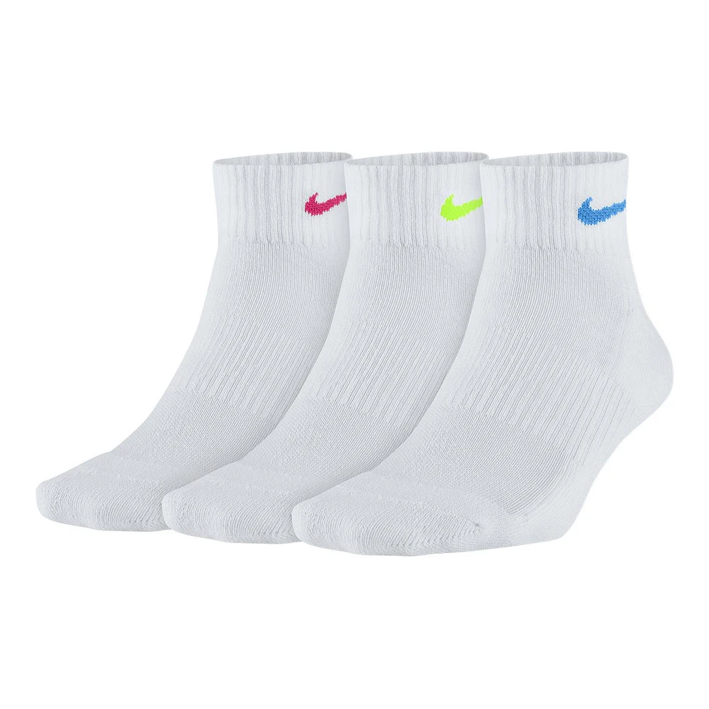 Nike Women's Dri-Fit Athletic Quarter Socks, Cushioned, 3-Pack