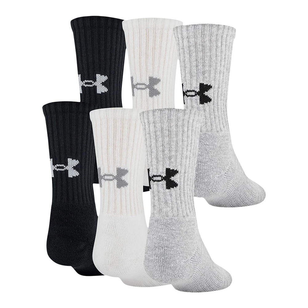 Under Armour Boys' Training Cotton Crew Socks, 6-Pack