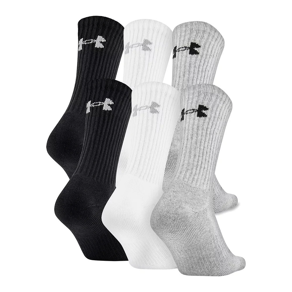 Under Armour Kids' Charged Cotton 2.0 Crew Socks - 6 Pack