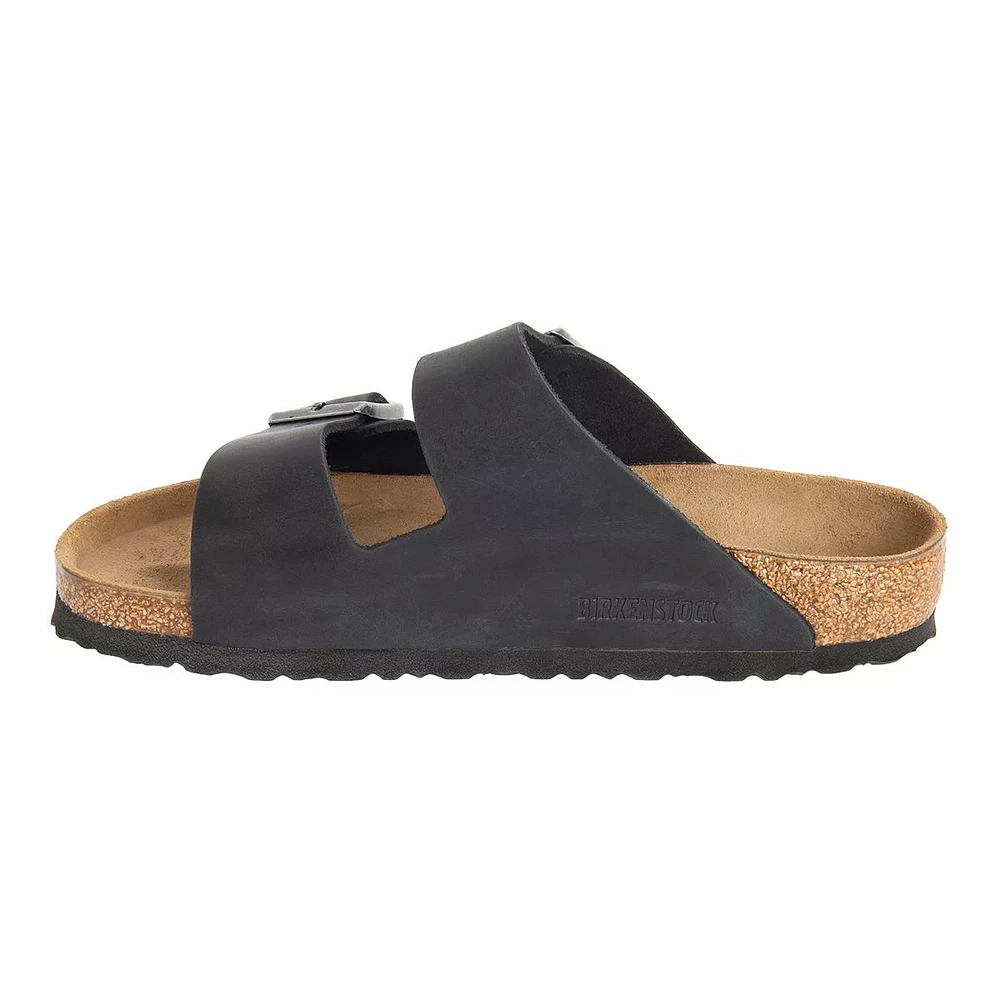 Birkenstock Men's Arizona Leather Two Strap Adjustable Slides/Sandals