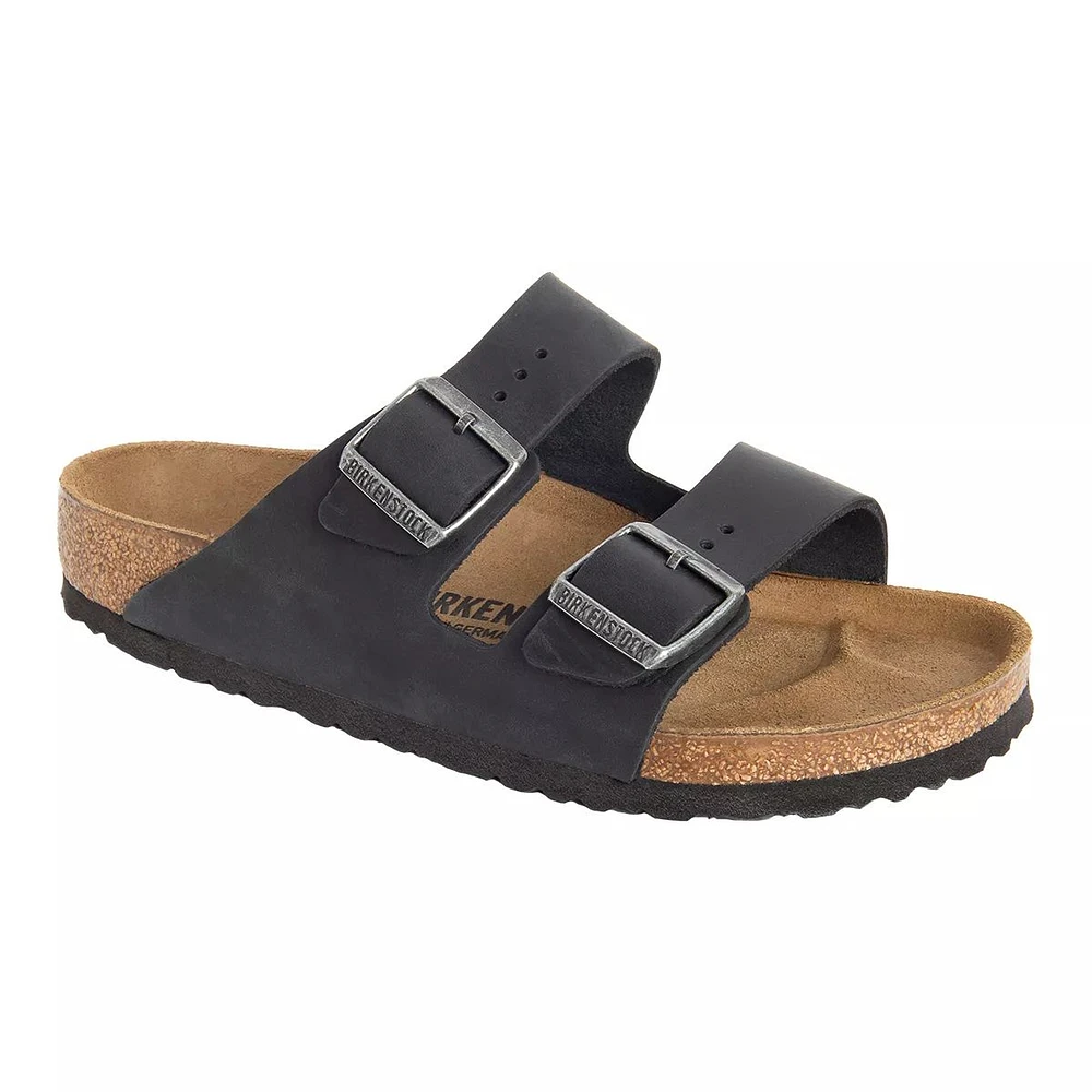 Birkenstock Men's Arizona Leather Two Strap Adjustable Slides/Sandals