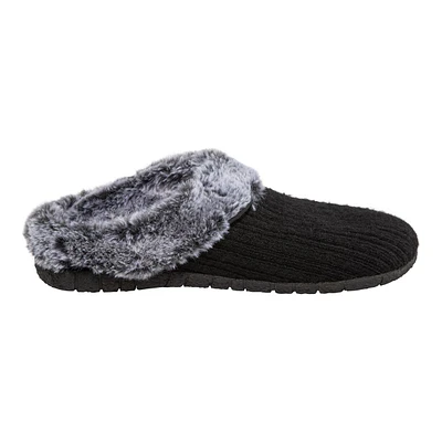 Ripzone Women's Cora Slippers, Slip On, Open Heel, Memory Foam, Faux Fur, Knit