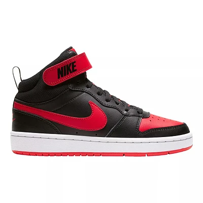 Nike Kids' Grade School Court Borough 2 Shoes, Boys, Mid Top, Basketball, Leather, Lace