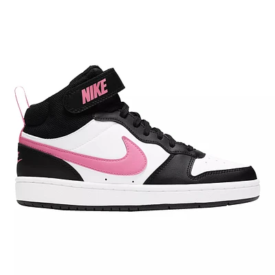 Nike Kids' Grade School Court Borough 2 Shoes, Girls, Mid Top, Basketball, Leather, Lace