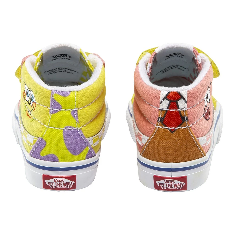 Vans x SpongeBob Kids' Toddler Best Friends SK8-Mid Skate Shoes, Sneakers, Girls', Velcro