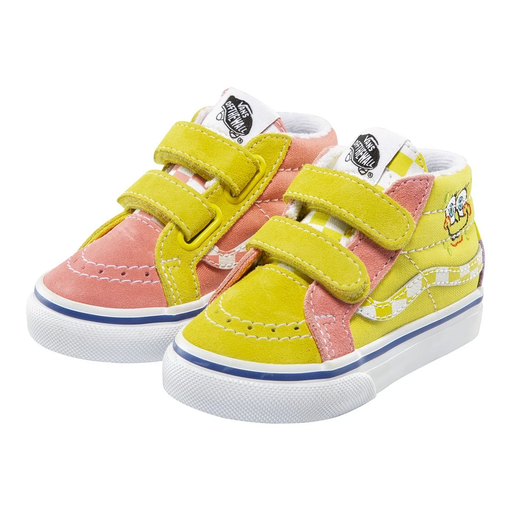 Vans x SpongeBob Kids' Toddler Best Friends SK8-Mid Skate Shoes, Sneakers, Girls', Velcro