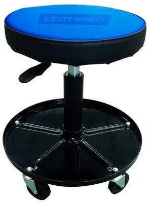 Certified Adjustable Pneumatic Rolling Stool w/ Tool Tray, 300-lb