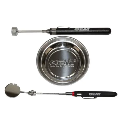 OEMTOOLS® Magnetic Tray & 3-lb Pick-Up Tool Set, 3-pc, 44294