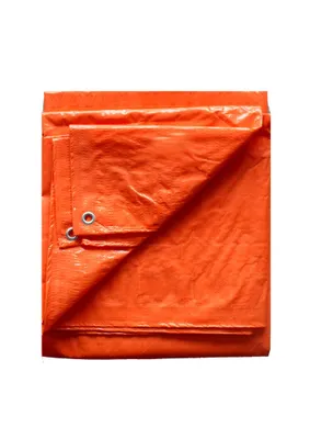 Certified Standard Duty Orange Poly Tarp, for High Visibility, 10-ft x 12-ft