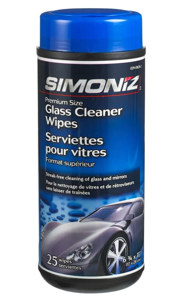 SIMONIZ Streak-Free Car Glass Cleaner Wipes, 25-pk