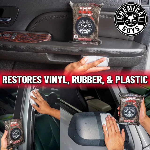 Chemical Guys VRP Vinyl, Rubber & Plastic Protectant Wipes, Clear