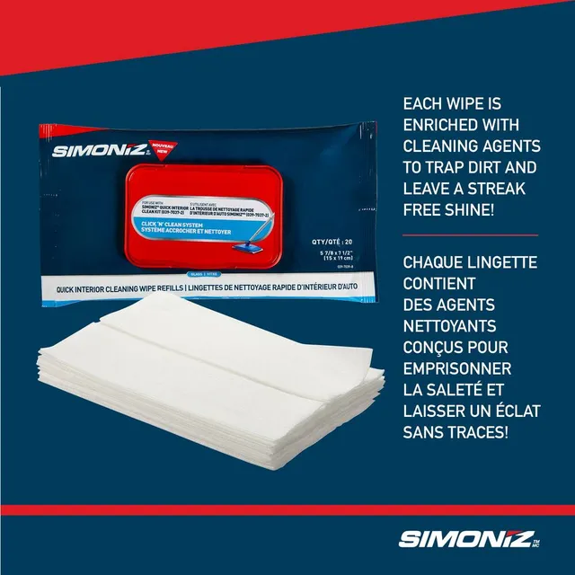 SIMONIZ Streak-Free Car Glass Cleaner Wipes, 25-pk