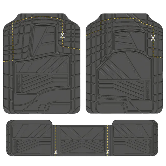 AutoTrends Deep Tray Rubber Car Floor Mat, Black, 4-pk