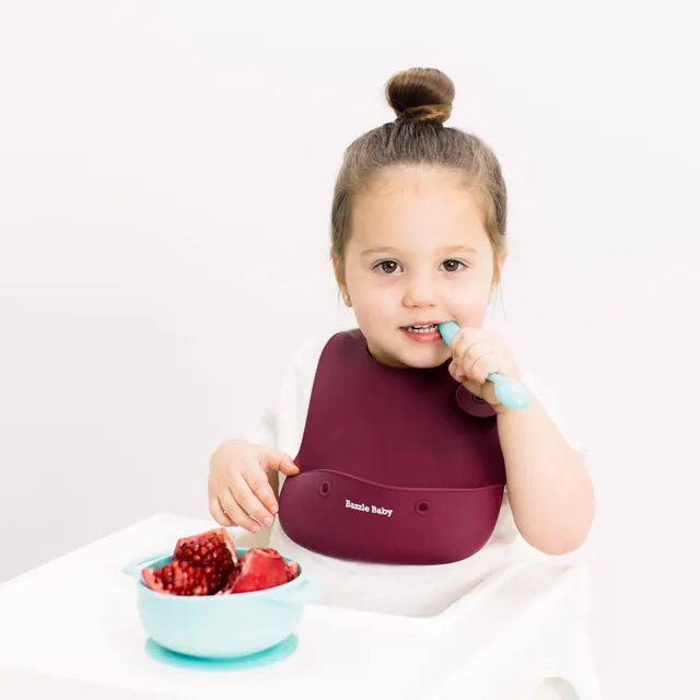 Foodie Silicone Feeding Set by Bazzle Baby (Cranberry)