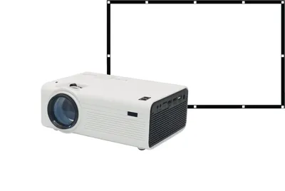 RCA Bluetooth 5.0 LED Home Theatre Projector Bundle w/ Fold-Up Screen, 1080p Supported