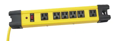 Mastercraft 6-Outlet Power Bar with 6-ft Cord, Circuit Breaker and Lighted Switch, Yellow/Black