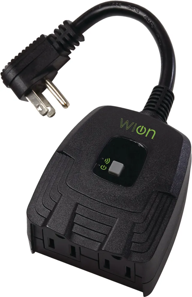 Woods WiOn Outdoor Wifi Timer with 2 Grounded Outlets, Weather Resistant,  Black