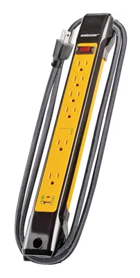 Mastercraft 6-Outlet and 1 USB Port Power Bar with 6-ft Cord, Yellow/Black