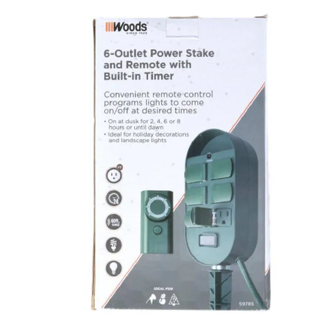 Woods WiOn Outdoor Wifi Timer with 2 Grounded Outlets, Weather Resistant,  Black