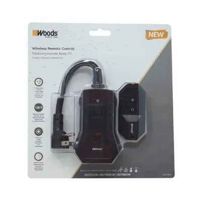 Woods WiOn Outdoor Wifi Timer with 2 Grounded Outlets, Weather Resistant,  Black