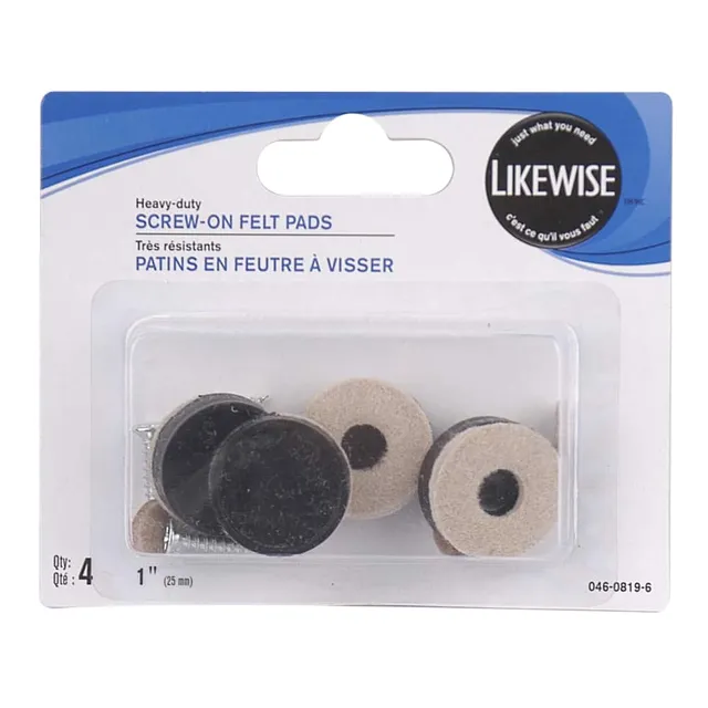 Likewise Heavy Duty Felt Furniture Pads, Self-Adhesive, 1-in, Beige, 16-pc