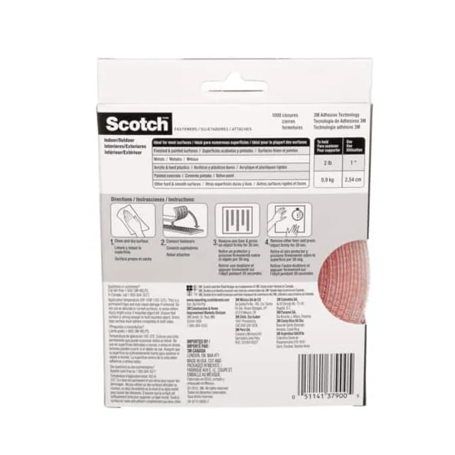 Scotch 1 Clear Extreme Fasteners - 10 ft