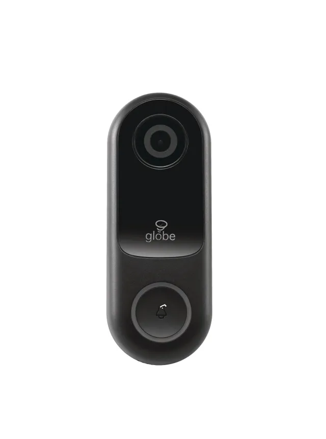 Globe Wired Unlighted Push Doorbell Chime Button, Black