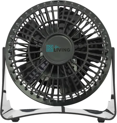 For Living Compact Personal Table/Desk Fan, Single Speed, Black, 4-in