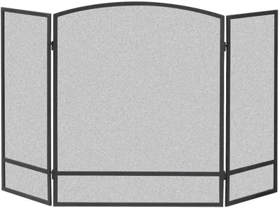 Panacea 3-Panel Basic Arch Steel Fireplace Screen, Freestanding, Black