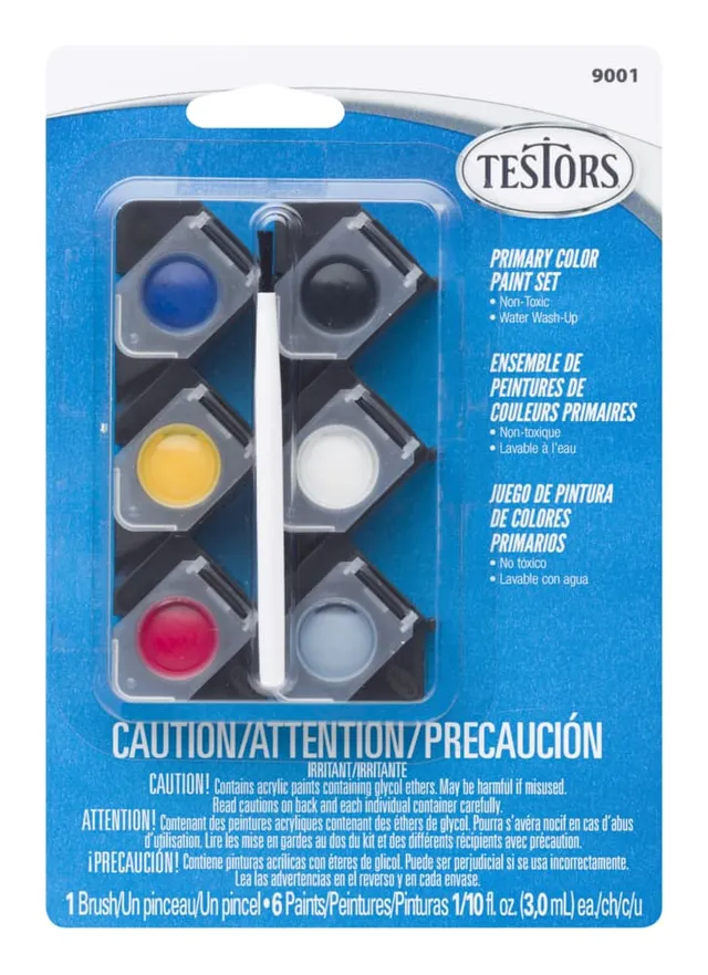 Testors 9001 Acrylic Pods Paint Kit 6 Primary Colors