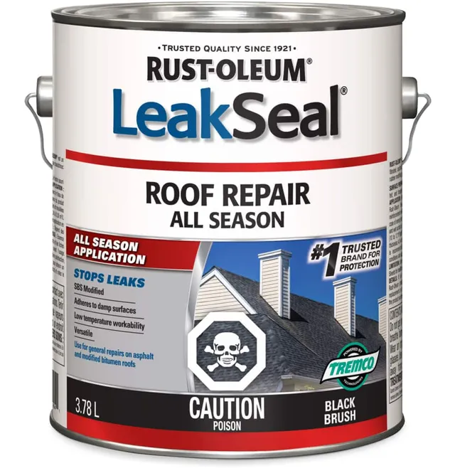 Rust-Oleum LeakSeal Waterproof Roof Repair Sealant, Wet/Dry Application,  Black Trowel