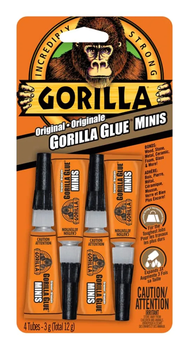 GORILLA Crystal Clear Water Resistant GLUE ~Bond Wood Stone Metal Glass  1.75oz