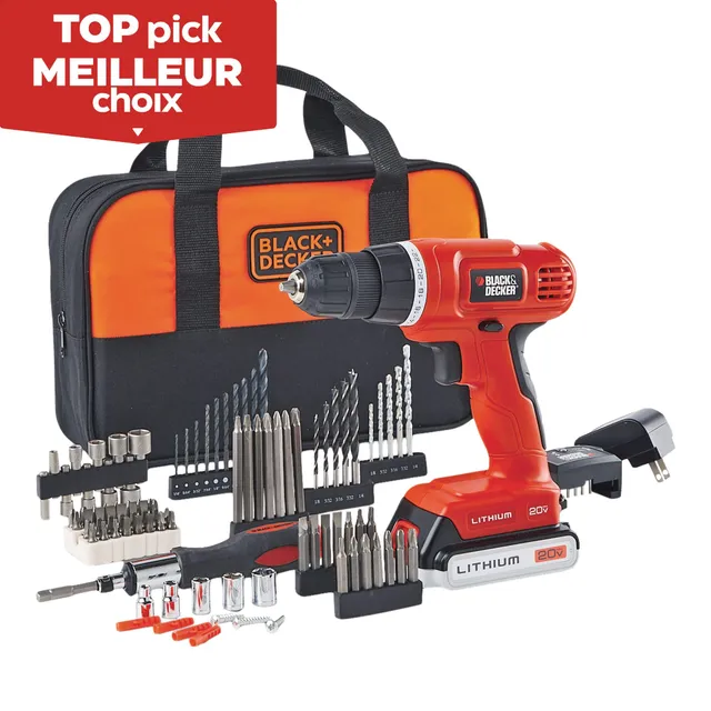 BLACK+DECKER 18V Cordless NiCad Drill/Driver with 64-Piece Complete Home  Project Kit 