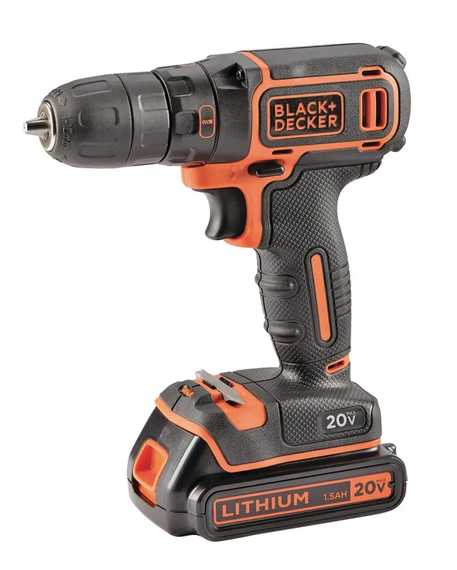 Black & Decker BDC120VACA 20V Cordless Drill with Battery, Charger & 100-pc  Accessory Set, 3/8-in