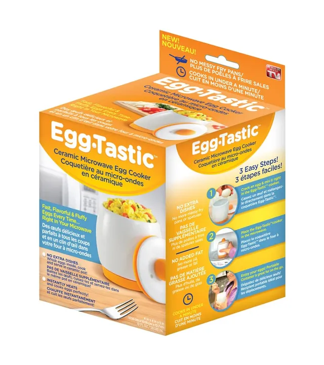 As Seen on TV Egg-Tastic Microwave Egg Cooker and Poacher, White/Orange