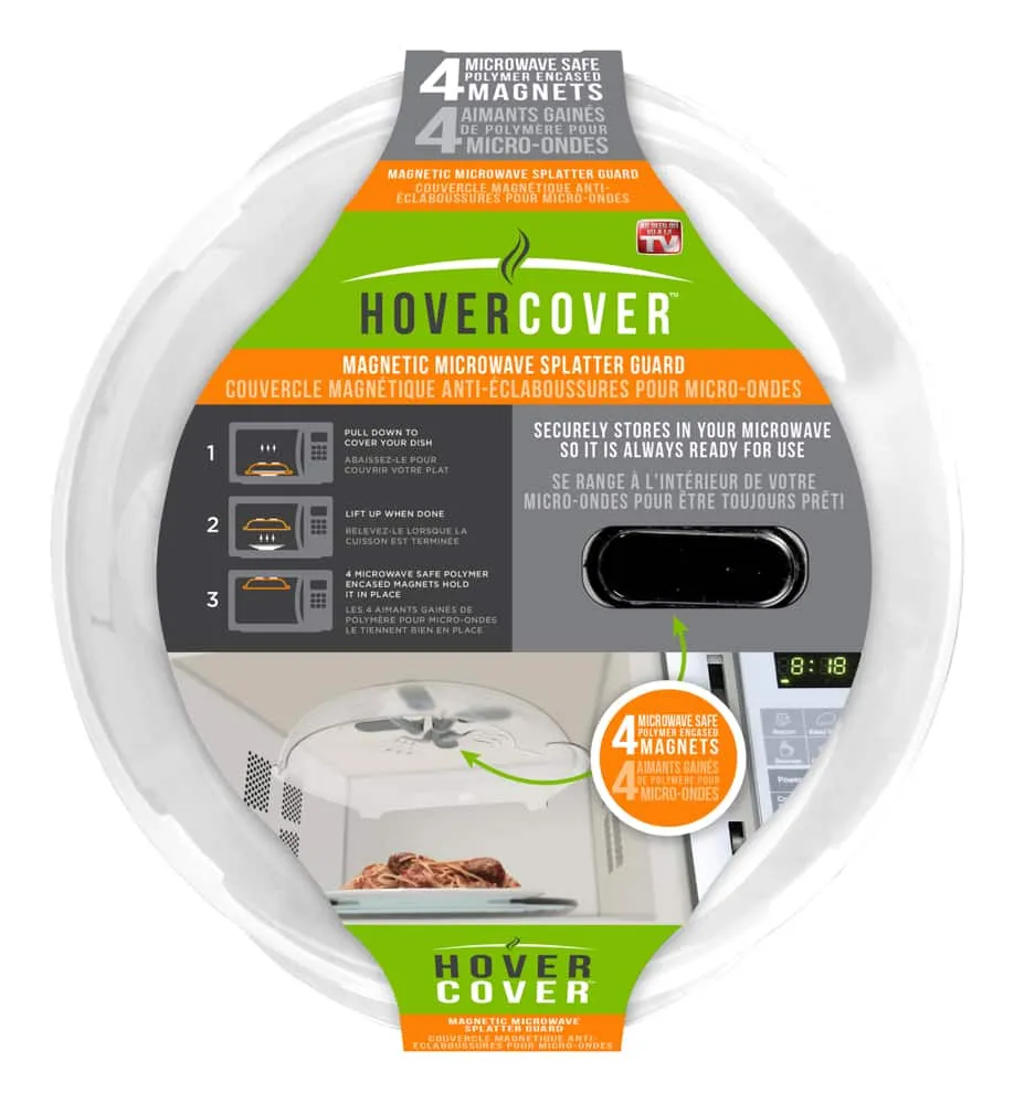 New Hover Cover 11 Magnetic Microwave Splatter Guard As Seen on TV Clear