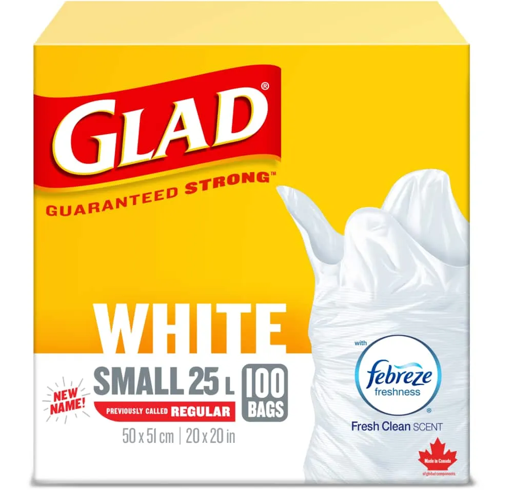 Glad clear garbage Bags - regular 74 litres, Unscented, Trash Bags, 40 Count