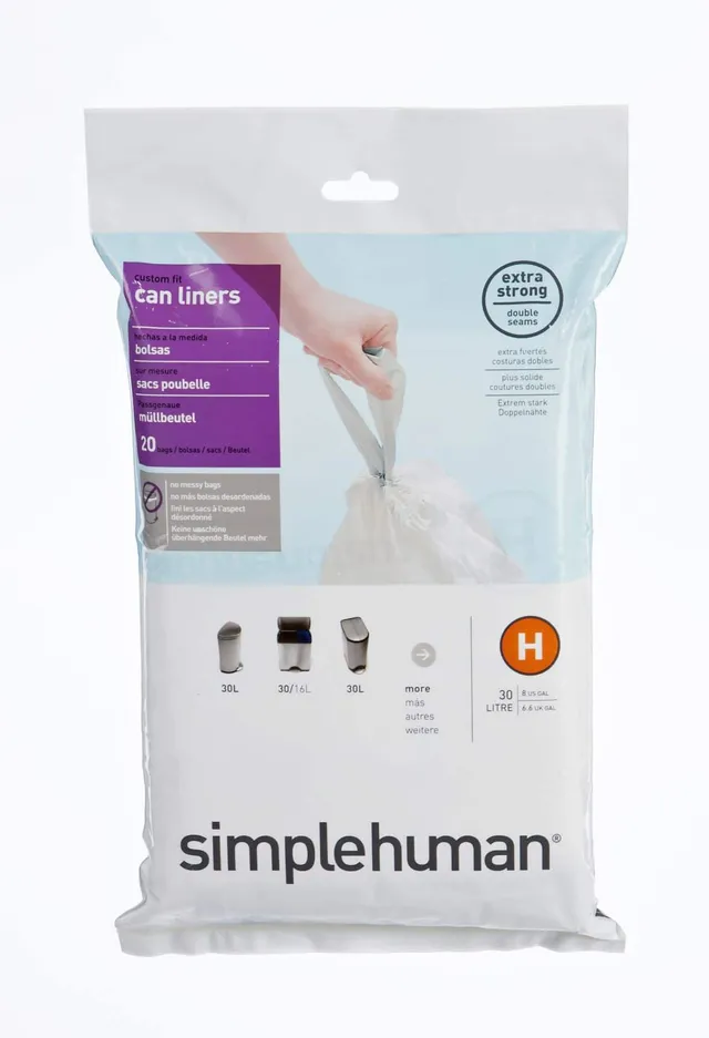 Simplehuman Code H Custom Fit 30-35L Bin Liners (60 Liners)