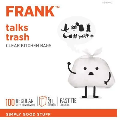 FRANK Extra-Small Organic Mint Scented Compostable Food Waste Bags, 40-pk,  Clear, 10-L
