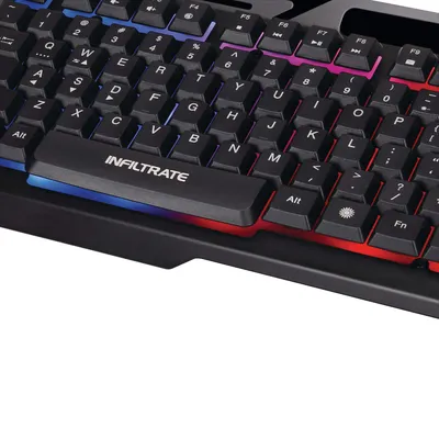 ENHANCE Infiltrate KL2 Quiet Gaming Keyboard with Membrane Switches and Multi Colour LED Lighting