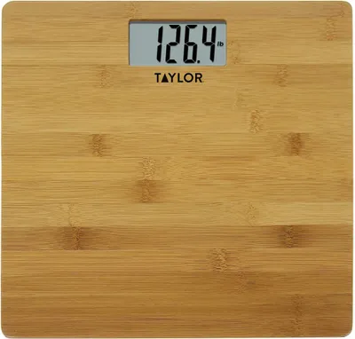 400lb Capacity Deluxe Bamboo Bathroom Scale with Backlit Large Display.