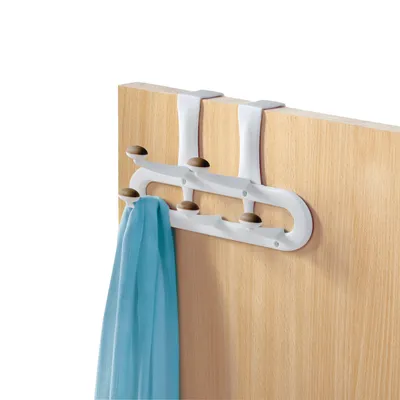 Urbana Plastic 5-Hook Over the Door Hook, White, 13-in
