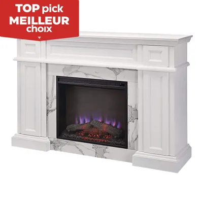 CANVAS Marseille Mantle Fireplace, 54-in, 1500W, Includes Remote Control, White