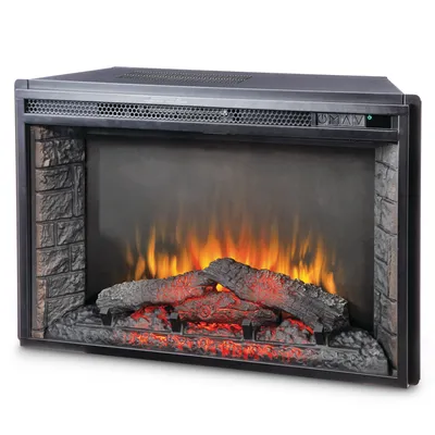 For Living  Electric Fireplace Insert, 28-in, 1400W, 5-level LED flame settings, Includes Remote Control, Black