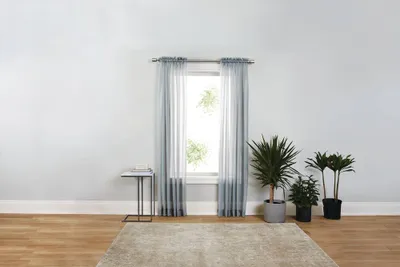 For Living Sheer Viole Window Curtain with Rod Pocket, Grey, 54-in x 84-in, 2-pk