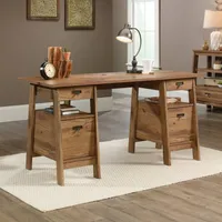 Sauder Barrister Lane Home Office Executive Desk With Storage, Salt Oak  Finish