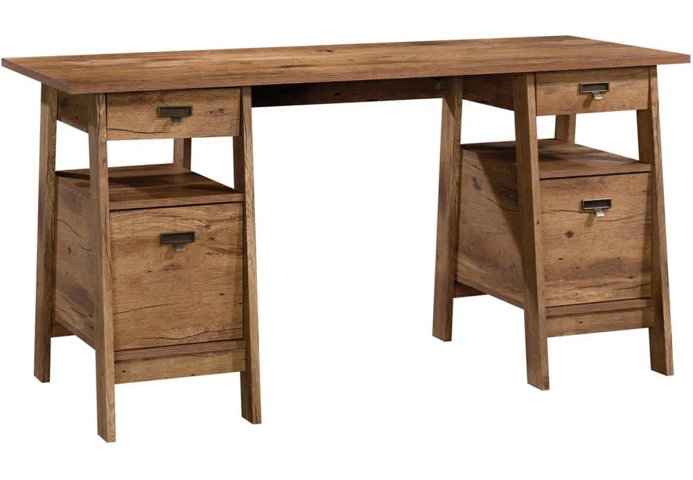 Sauder Barrister Lane Home Office Executive Desk With Storage, Salt Oak  Finish