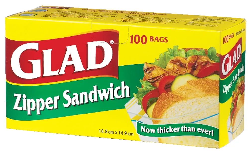 Glad Sandwich Zipper Bags, 100 count