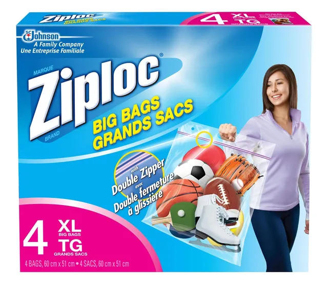 New Ziploc 65645 Extra Heavy Duty Big Bags, XXL, 3-Pack, Each, Men's, Size: 2XL